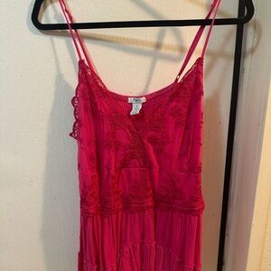 Rue21 Hot Pink Lace-Trim Tank